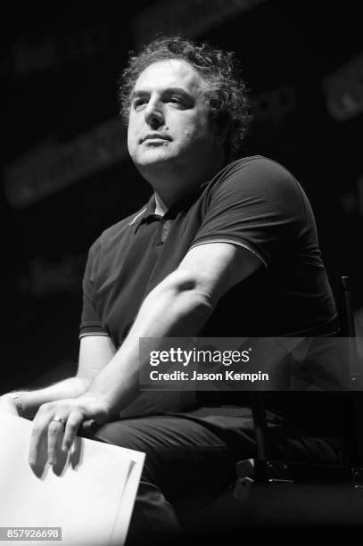 Voice actor Tom Scharpling speaks onstage at the Steven Universe Panel during New York Comic Con 2017 - JK at Hammerstein Ballroom on October 5, 2017...