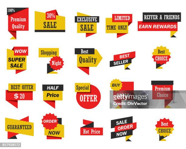 set of stickers and banners - badge stock illustrations