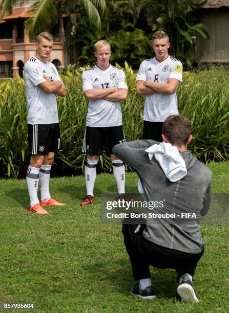 Players of Germany pose ahead of the FIFA U-17 World Cup India 2017 tournament at Park Hyatt Goa Resort on October 5, 2017 in Goa, India.