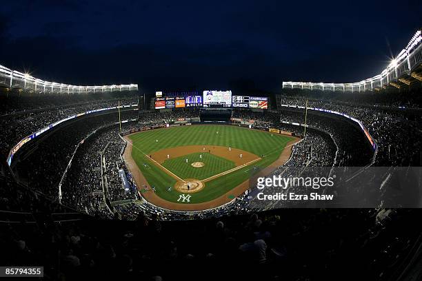 General view during the New York Yankees game against the Chicago Cubs at Yankee Stadium on April 3, 2009 in the Bronx borough of New York City....