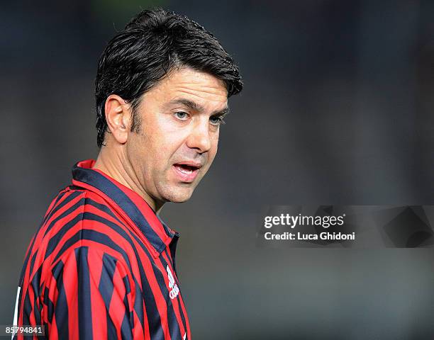 Alessandro Costacurta attends the charity football match between Milan Glorie and Brescia Glorie at the Rigamonti stadium on April 03, 2009 in...