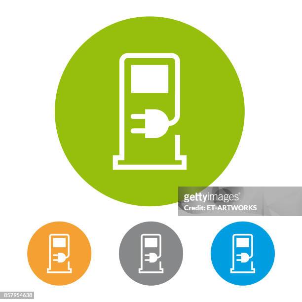 ilustrações de stock, clip art, desenhos animados e ícones de charging station icon - hybrid car