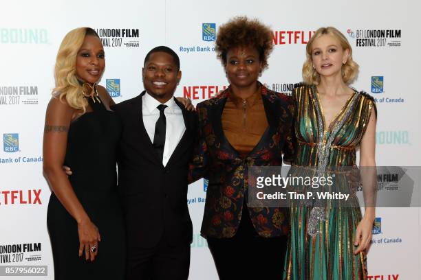 Actors Mary J. Blige, Jason Mitchell, director Dee Rees and actress Carey Mulligan attend the Royal Bank of Canada Gala & European Premiere of...