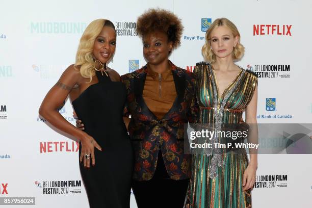 Singer Mary J. Blige, director Dee Rees and actress Carey Mulligan attend the Royal Bank of Canada Gala & European Premiere of "Mudbound" during the...