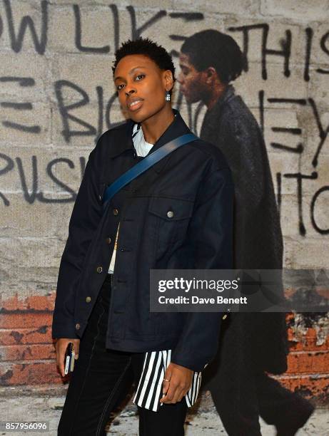 Donna Wallace attends a private view of the Basquiat exhibition co-hosted by NET-A-PORTER in partnership with Frieze at Barbican Centre on October 5,...