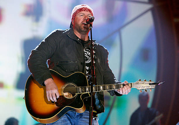 Musician Toby Keith rehearses onstage for George Strait: Academy of Country Music Artist of the Decade All Star Concert held at the MGM Grand Garden...