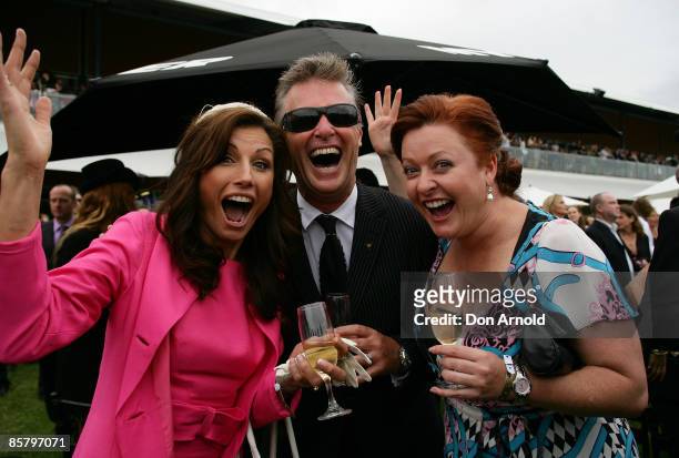 Michelle Walsh, Martin Walsh and Shelley Horton attend the Golden Slipper Day 2009 at Rosehill Gardens on April 4, 2009 in Sydney, Australia.