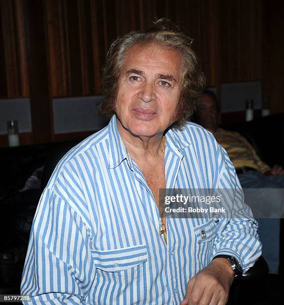 Engelbert Humperdinck at a private recording session with Producer/Arranger Charlie Calello at the Hit Factory on April 2, 2009 in Miami, Florida.