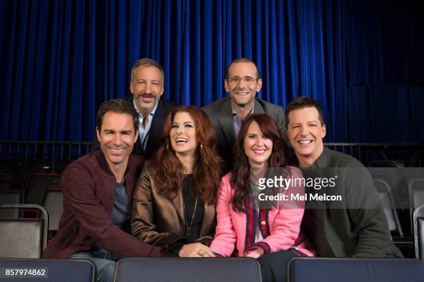 Creators Max Mutchnick, David Kohan, Eric McCormack, Debra Messing, Megan Mullally, and Sean Hayes of NBC's 'Will & Grace' for Los Angeles Times on...
