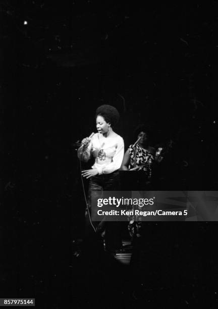 Singer Nina Simone is photographed performing at the Metropolitan Museum of Art on February 4, 1969 in New York City. CREDIT MUST READ: Ken...