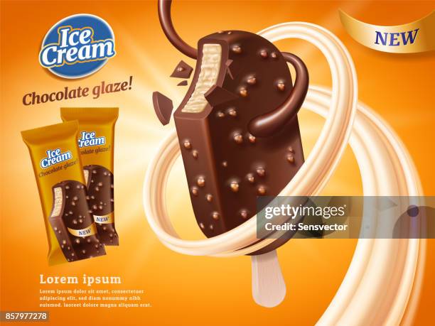 chocolate vanilla ice bar ad - vanilla stock illustrations