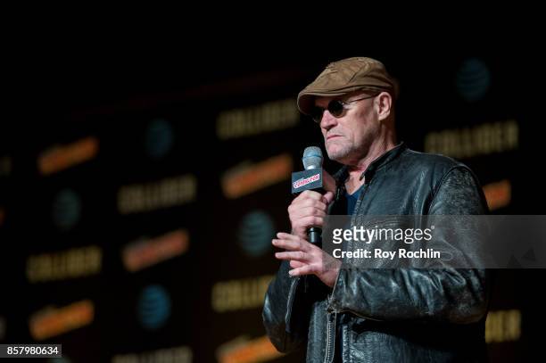 Michael Rooker on stage during the Michael Rooker spotlight on the main stage during 2017 New York Comic Con - Day 1 on October 5, 2017 in New York...