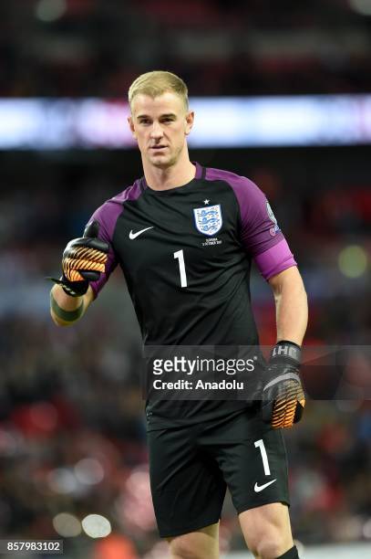 Goalkeeper Joe Hart of England in action during the 2018 FIFA World Cup European Qualification football match between England and Slovenia at Wembley...