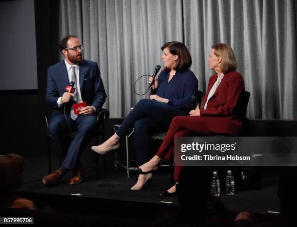 Steve Greene, Allison Tolman and JoBeth Williams attend the SAG-AFTRA Foundation Conversations screening of 'Barracuda' at SAG-AFTRA Foundation...