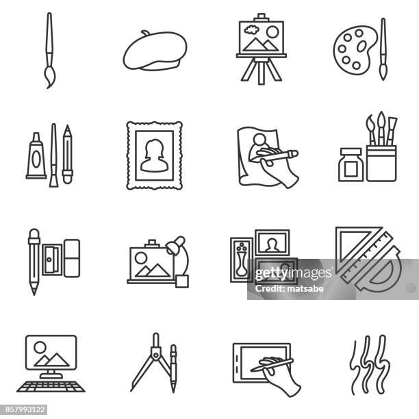 painter set icons. - painting art stock illustrations