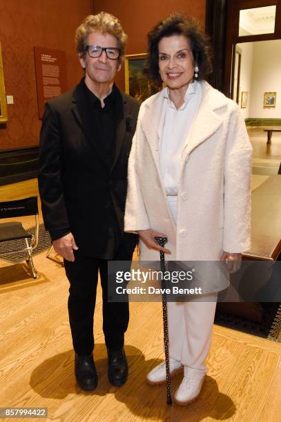 Robert Longo and Bianca Jagger attend the 'Unexpected View' co-hosted by the National Gallery and Galerie Thaddaeus Ropac on the occasion of Frieze...