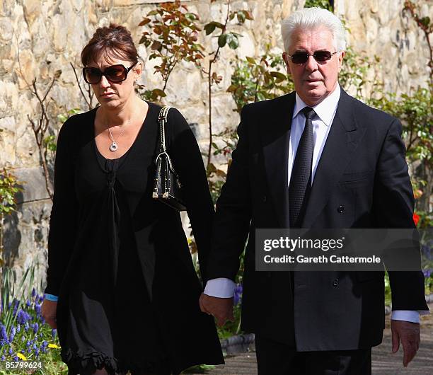 Publicist Max Clifford with his partner Jo Westwood attend the funeral service of Television celebrity Jade Goody at St John The Baptist Church on...