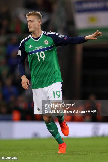 Gareth George Saville of Northern Ireland in action during the FIFA 2018 World Cup Qualifier between Northern Ireland and Germany at Windsor Park on...