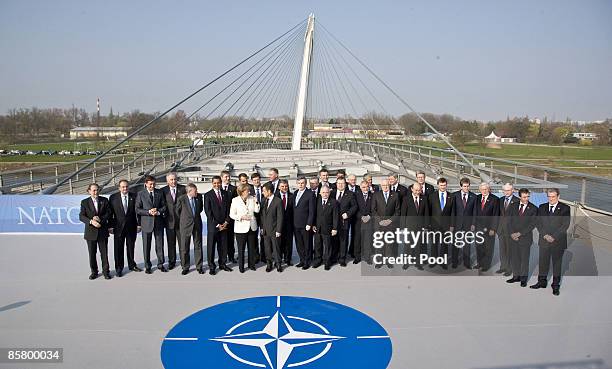 Secretary General Jaap de Hoop Scheffer, U.S. President Barack Obama, German Chancellor Angela Merkel, French President Nicolas Sarkozy, Turkish...