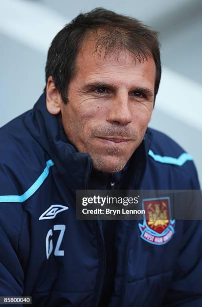 West Ham United Manager Gianfranco Zola looks on during the Barclays Premier League match between West Ham United and Sunderland at Upton Park on...