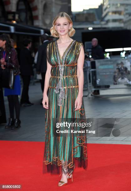 Carey Mulligan attends the Royal Bank of Canada Gala & European Premiere of "Mudbound" during the 61st BFI London Film Festival at the Odeon...