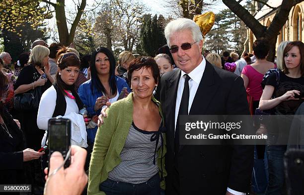 Publicist Max Clifford poses with a well wisher after the funeral service of Television celebrity Jade Goody at St John The Baptist Church on April...