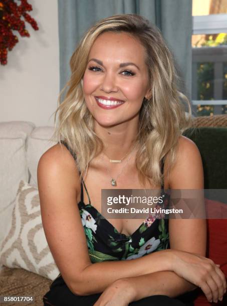 Actress Emilie Ullerup attends Hallmark's "Home & Family" at Universal Studios Hollywood on October 5, 2017 in Universal City, California.