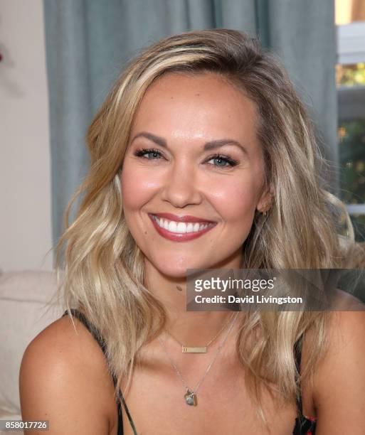 Actress Emilie Ullerup attends Hallmark's "Home & Family" at Universal Studios Hollywood on October 5, 2017 in Universal City, California.