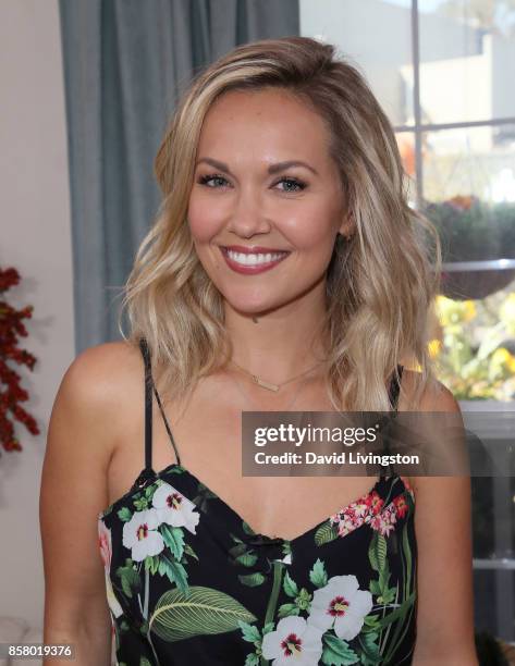 Actress Emilie Ullerup attends Hallmark's "Home & Family" at Universal Studios Hollywood on October 5, 2017 in Universal City, California.