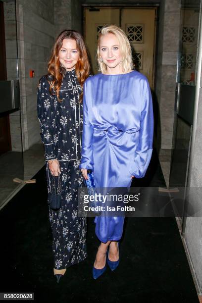 German actress Hannah Herzsprung and German actress Anna Maria Muehe attend the Florale By Triumph Dinner Hosted By Julianne Moore Dinner at Altes...