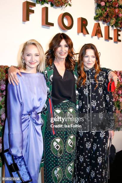 German actress Anna Maria Muehe, German actress Iris Berben and German actress Hannah Herzsprung attend the Florale By Triumph Dinner Hosted By...