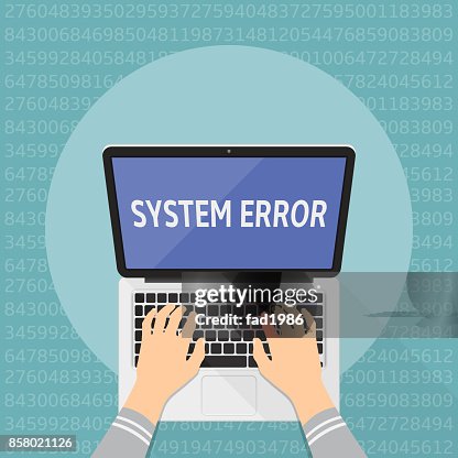 Concept Of Computer System Error Hands On Laptop Keyboard With System ...