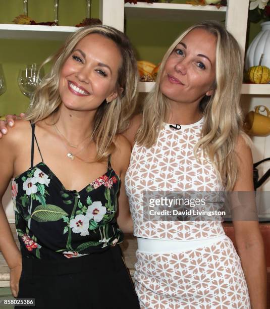 Actress Emilie Ullerup and TV personality Caroline Fleming attend Hallmark's "Home & Family" at Universal Studios Hollywood on October 5, 2017 in...
