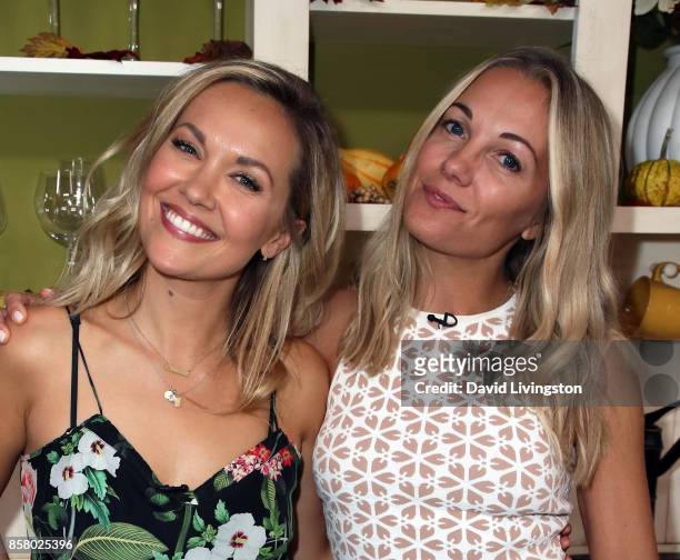 Actress Emilie Ullerup and TV personality Caroline Fleming attend Hallmark's "Home & Family" at Universal Studios Hollywood on October 5, 2017 in...