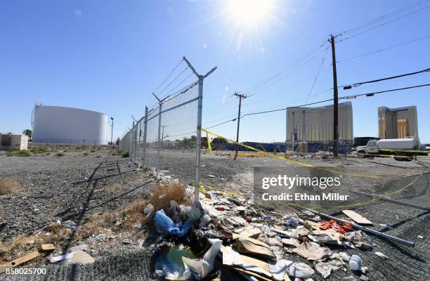 Jet fuel tanks reportedly targeted by gunman Stephen Paddock are shown east of Mandalay Bay Resort and Casino and the Las Vegas Village, site of the...