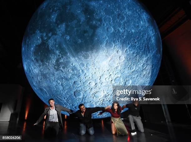 Artist Luke Jerram, astrophysicist Neil deGrasse Tyson, and actors Rosario Dawson and LeVar Burton attend Artemis: Journey To The Moon presented by...
