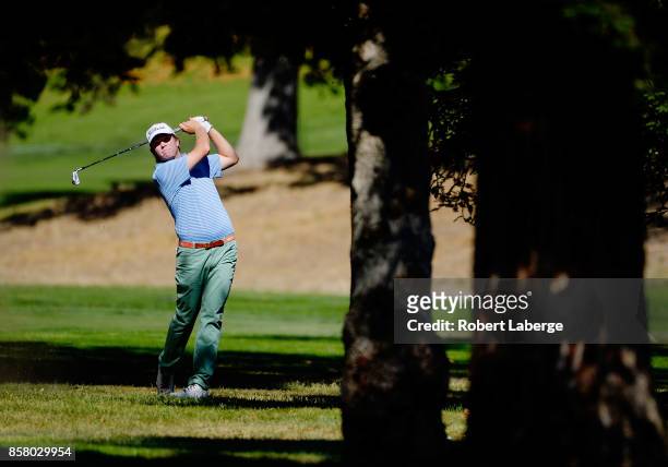 Derek Fathauer plays his shot on the ninth hole during the first round of the Safeway Open at the North Course of the Silverado Resort and Spa on...