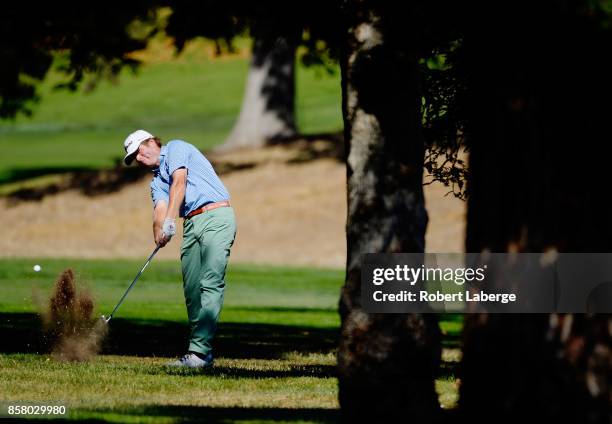 Derek Fathauer plays his shot on the ninth hole during the first round of the Safeway Open at the North Course of the Silverado Resort and Spa on...