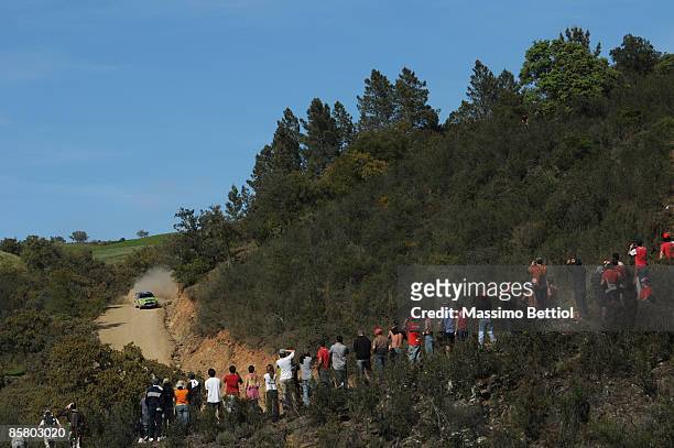 Mikko Hirvonen of Finland and Jarmo Lehtinen of Finland in action in the Abu Dhabi Ford Focus during the Leg 2 of the WRC Vodafone Portugal Rally on...