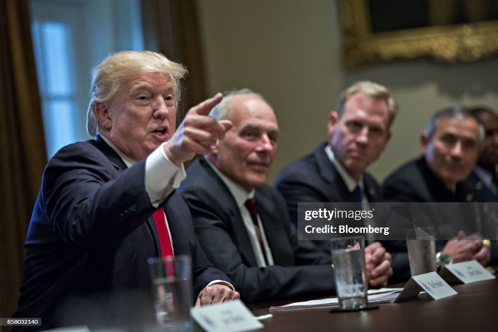 President Trump Participates In Briefing With Senior Military Leaders