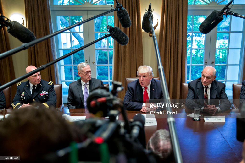 President Trump Participates In Briefing With Senior Military Leaders