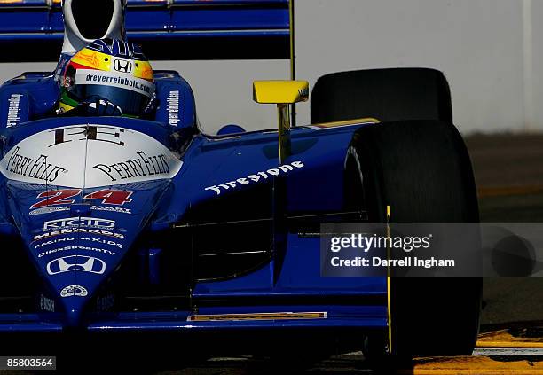 Mike Conway drives the Dreyer and Reinbold Dallara Honda during practice for the IRL IndyCar Series Honda Grand Prix of St. Petersburg on April 4,...