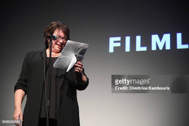 Director Susan Lacy speaks onstage during 55th New York Film Festival screening of "Spielberg" at Alice Tully Hall on October 5, 2017 in New York...