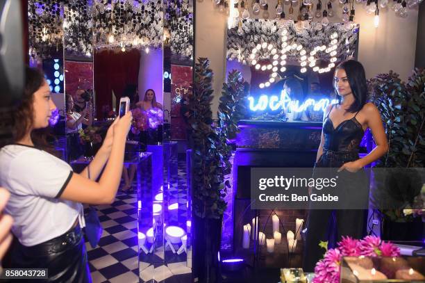 Shanina Shaik attends the launch of ghd hair North America Nocturne Holiday Campaign with Olivia Culpo & Justine Marjan on October 5, 2017 in New...