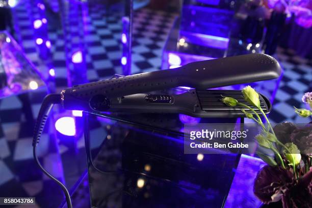 Ghd products on display at the launch of ghd hair North America Nocturne Holiday Campaign with Olivia Culpo & Justine Marjan on October 5, 2017 in...