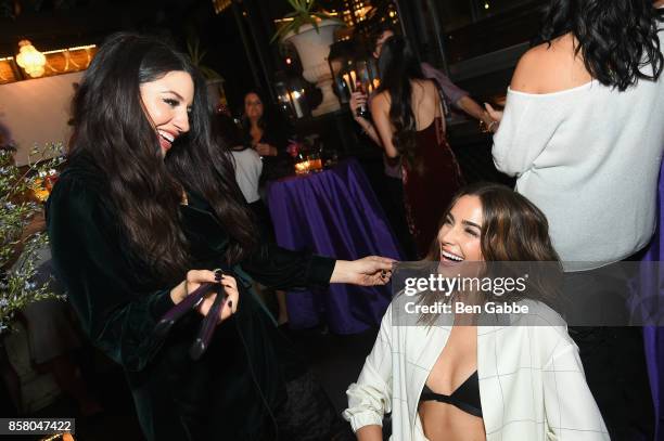 Justine Marjan and Olivia Culpo attend the launch of ghd hair North America Nocturne Holiday Campaign with Olivia Culpo & Justine Marjan on October...