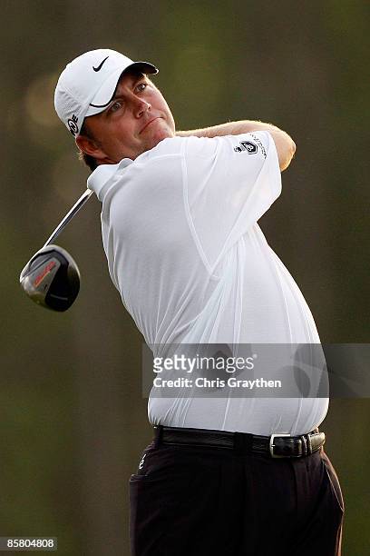Bo Van Pelt tees off on the 8th hole during the third round of the Shell Houston Open at Redstone Golf Club April 4, 2009 in Humble, Texas. Van pelt...