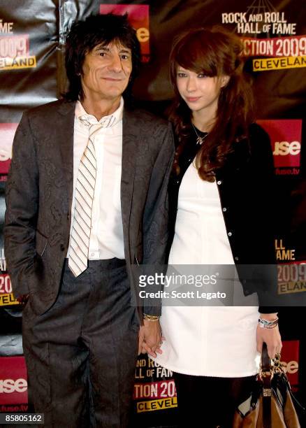 Rock and Roll Hall of Fame Presenter Ron Wood and Ekaterina Ivanova attend the 24th Annual Rock and Roll Hall of Fame Induction Ceremony at Public...