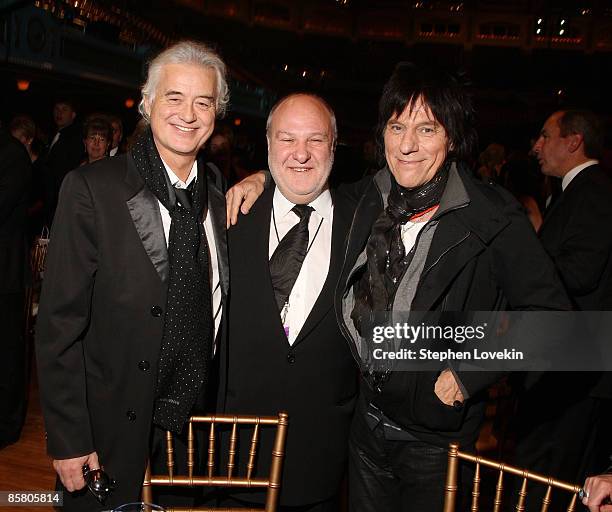 Jimmie Page. Harvey Goldsmith and Jeff Beck attends the 24th Annual Rock and Roll Hall of Fame Induction Ceremony at Public Hall on April 4, 2009 in...