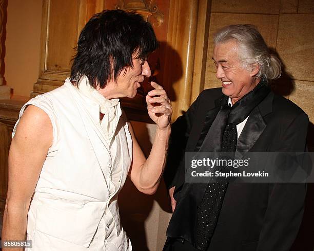 Jeff Beck and Jimmie Page pose at the 24th Annual Rock and Roll Hall of Fame Induction Ceremony at Public Hall on April 4, 2009 in Cleveland, Ohio.